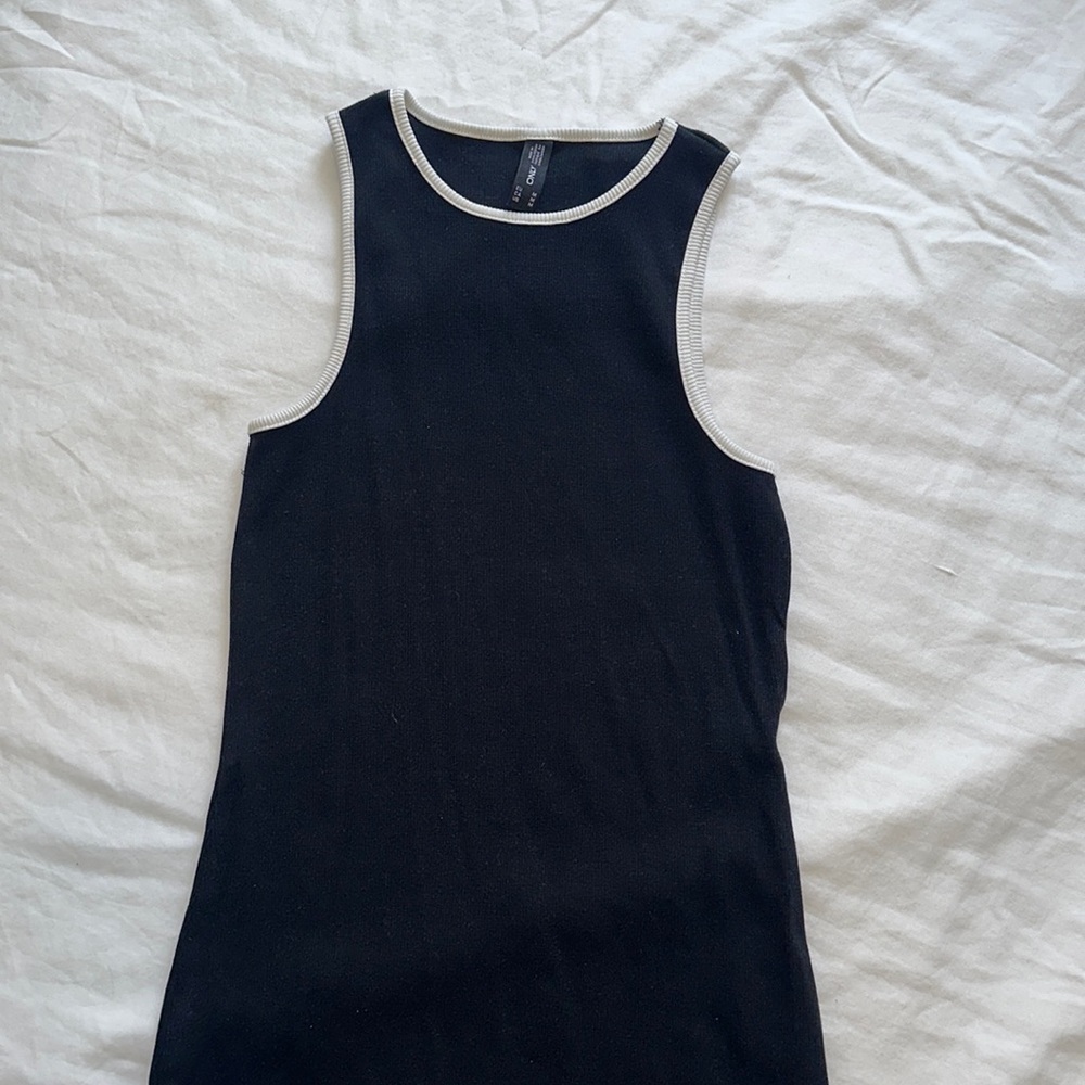 Asos Only Racer-neck Contrast Binding Mini Dress Black and White